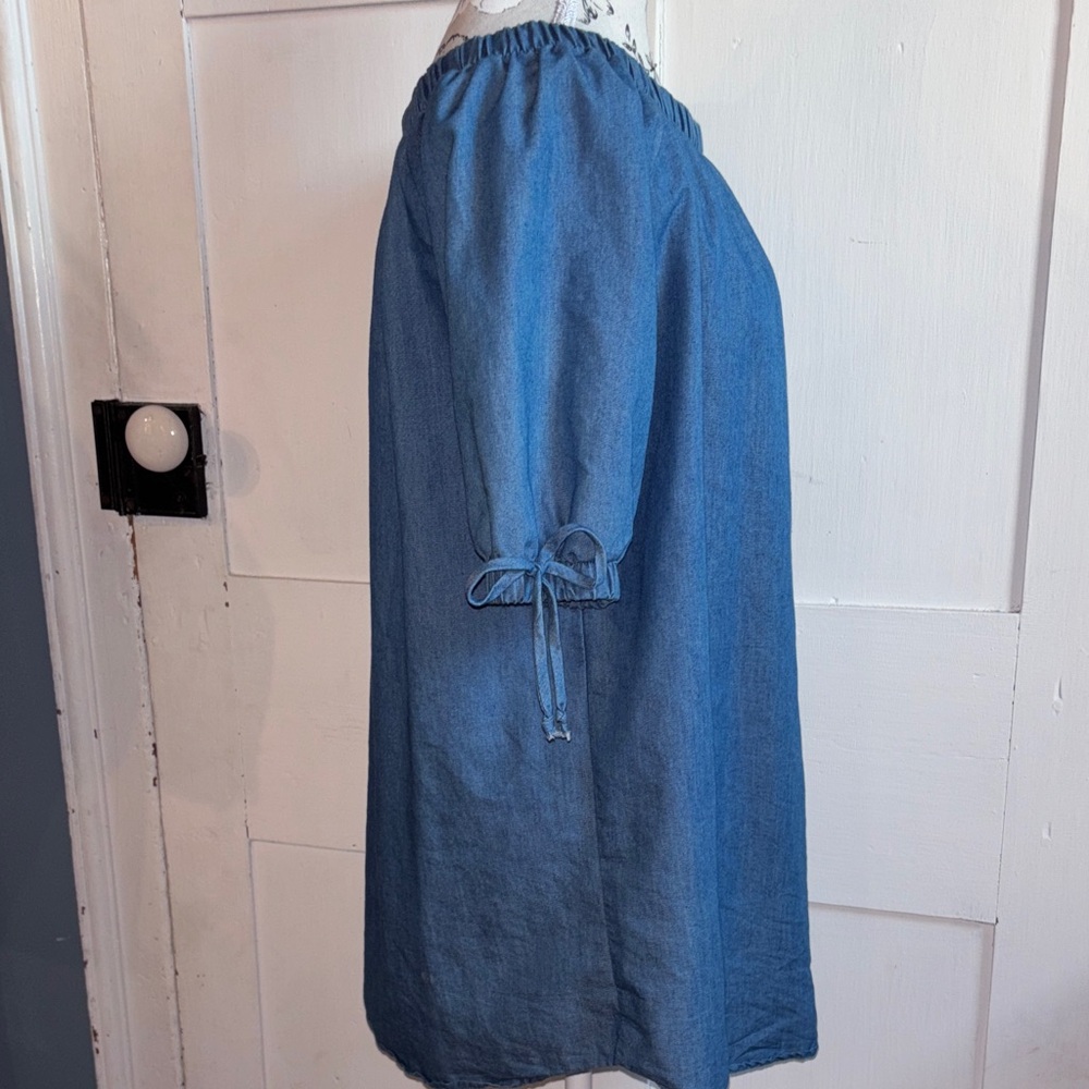 Mind Code Denim Blue Off Shoulder Mini Dress - image 6